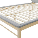 Oikiture Wooden Bed Frame with Padded Fabric Edges Headboard Double Size