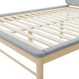Oikiture Wooden Bed Frame with Padded Fabric Edges Headboard Double Size - 45-Degree Angle