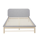 Oikiture Wooden Bed Frame with Padded Fabric Edges Headboard Queen Size - Side View
