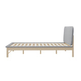 Oikiture Wooden Bed Frame with Padded Fabric Edges Headboard Queen Size