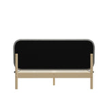 Oikiture Wooden Bed Frame with Padded Fabric Edges Headboard Queen Size - Front View