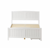 Oikiture Wooden Bed Frame Double Size with Trundle Drawers White