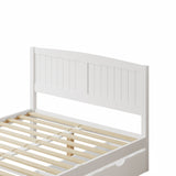 Oikiture Wooden Bed Frame Double Size with Trundle Drawers White