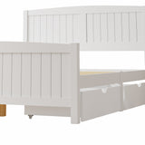 Oikiture Wooden Bed Frame Double Size with Trundle Drawers White