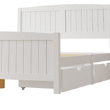 Oikiture Wooden Bed Frame Double Size with Trundle Drawers White - 45-Degree Angle