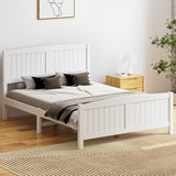 Oikiture Bed Frame Double Size Timber Platform White - Close-Up Angle