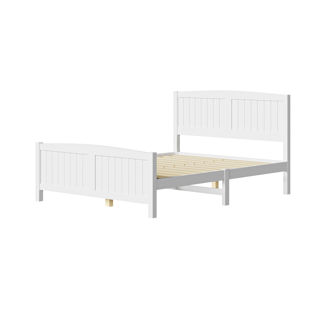 Oikiture Bed Frame Double Size Timber Platform White