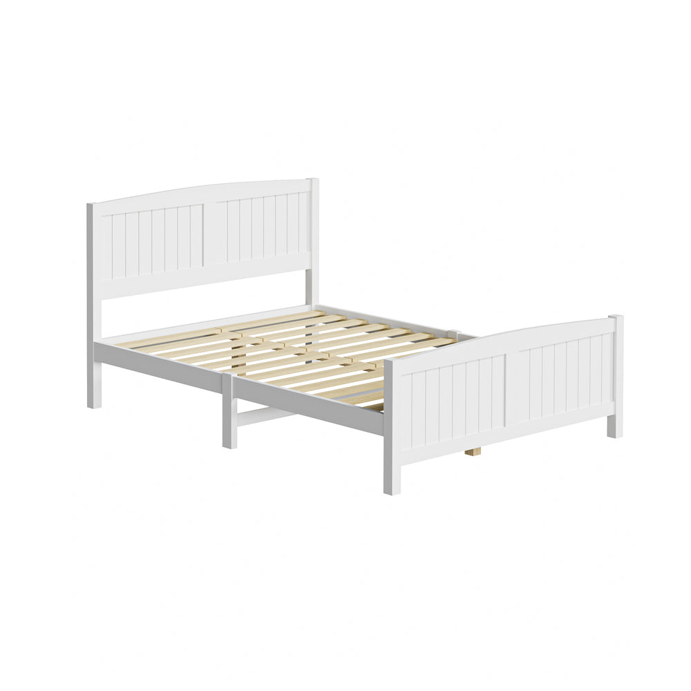 Oikiture Bed Frame Double Size Timber Platform White