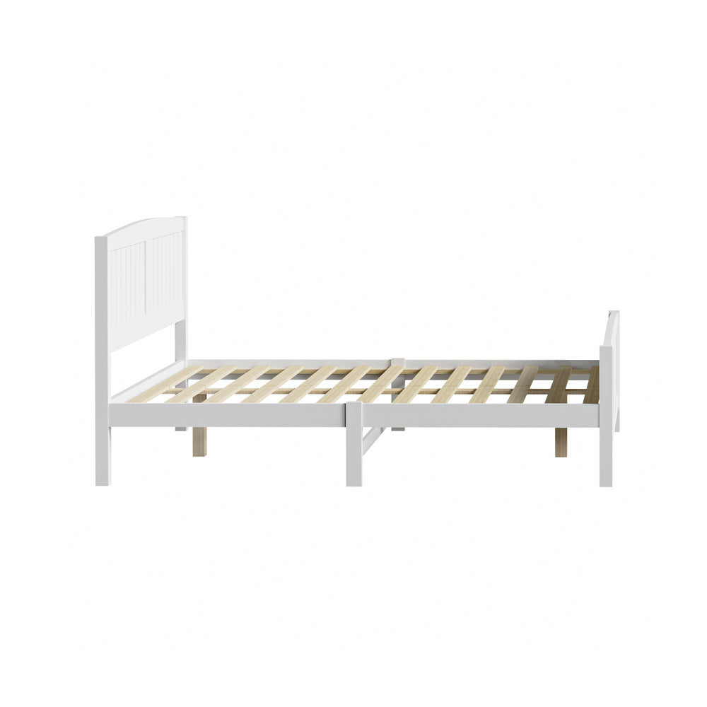 Oikiture Bed Frame Double Size Timber Platform White