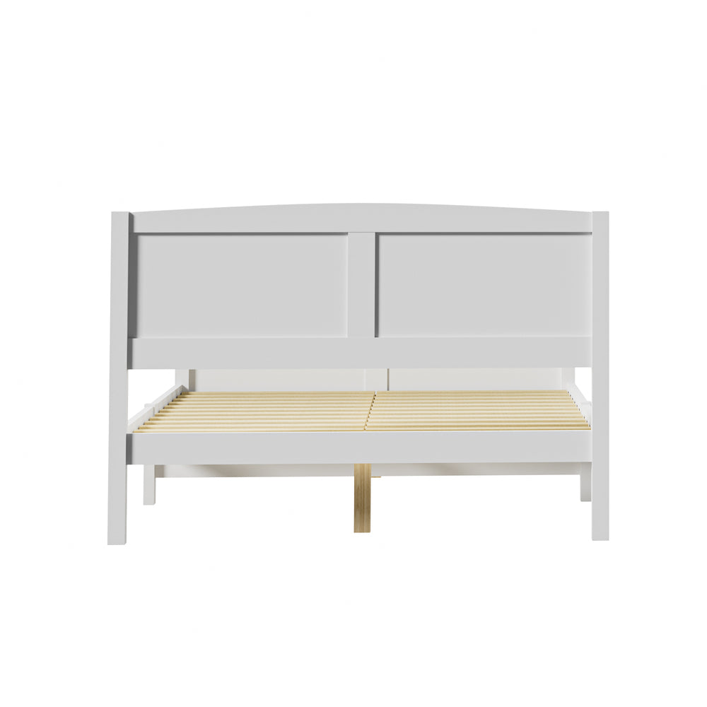 Oikiture Bed Frame Double Size Timber Platform White