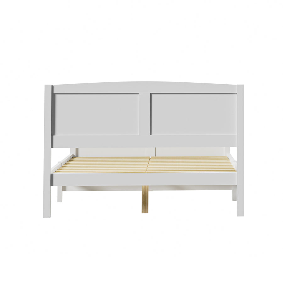 Oikiture Bed Frame Double Size Timber Platform White