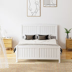 Oikiture Bed Frame Double Size Timber Platform White
