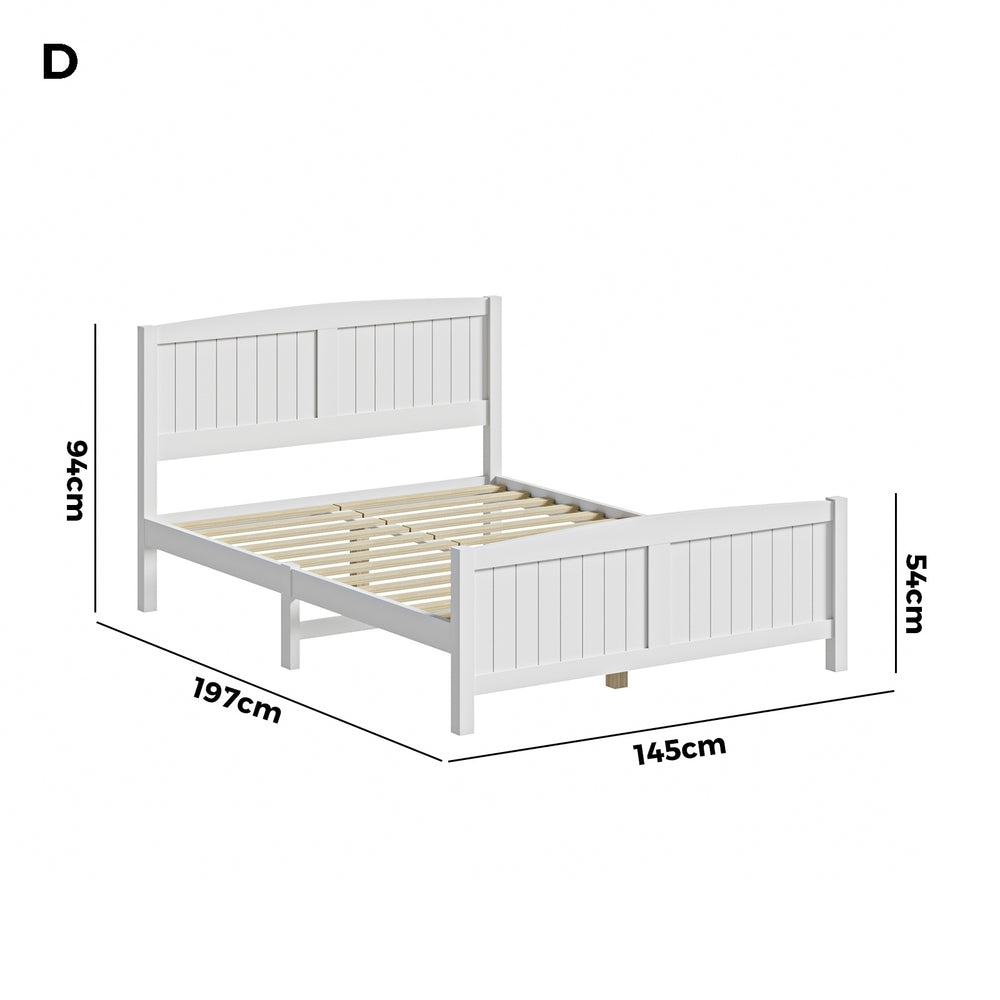 Oikiture Bed Frame Double Size Timber Platform White