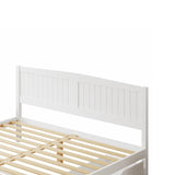 Oikiture Wooden Bed Frame King Size with Trundle Drawers White