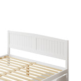 Oikiture Wooden Bed Frame King Size with Trundle Drawers White - Close-Up Angle