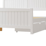 Oikiture Wooden Bed Frame King Size with Trundle Drawers White - Side View