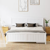 Oikiture Wooden Bed Frame King Size with Trundle Drawers White