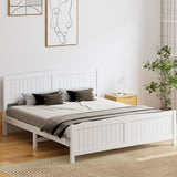 Oikiture Bed Frame King Size Timber Platform White