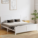 Oikiture Bed Frame King Size Timber Platform White - Low Angle