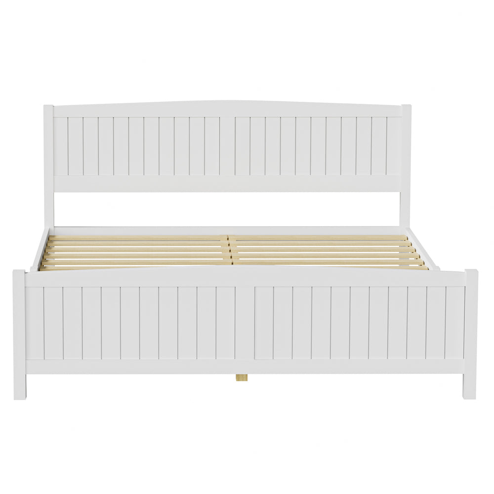 Oikiture Bed Frame King Size Timber Platform White