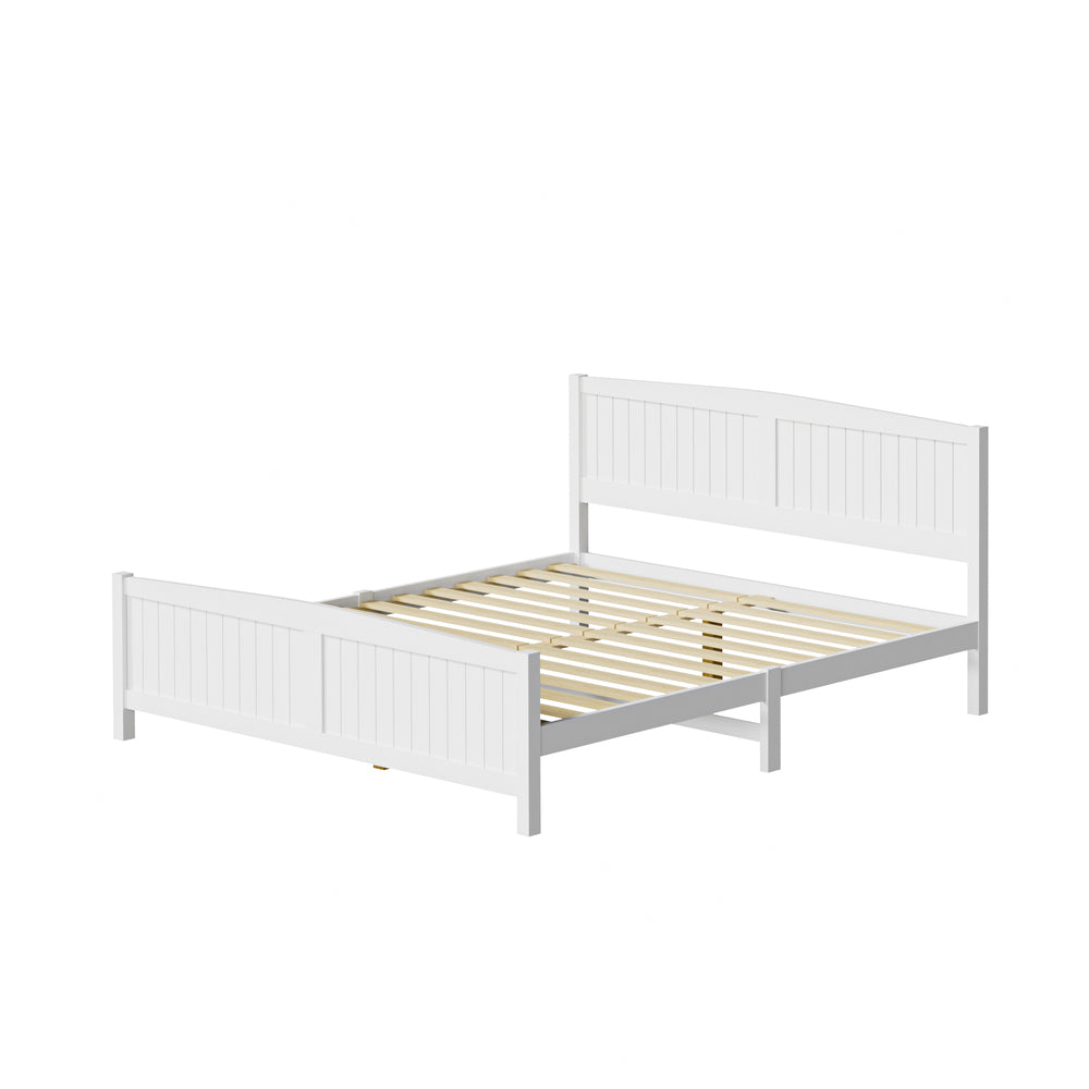 Oikiture Bed Frame King Size Timber Platform White