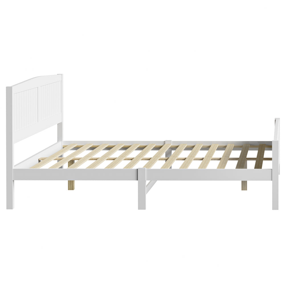 Oikiture Bed Frame King Size Timber Platform White