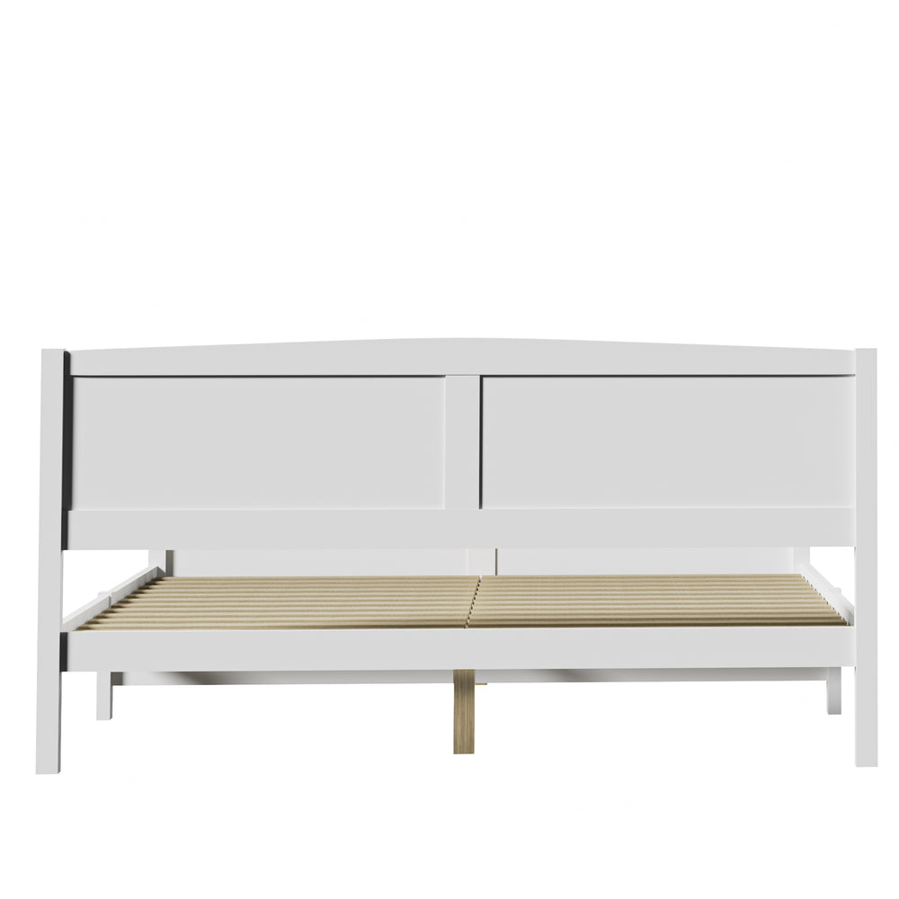 Oikiture Bed Frame King Size Timber Platform White