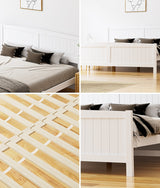 Oikiture Bed Frame King Size Timber Platform White - Rear View