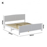 Oikiture Bed Frame King Size Timber Platform White - Extra Image