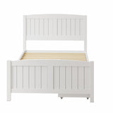 Oikiture Wooden Bed Frame King Single with Trundle Drawers White