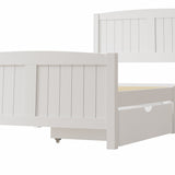 Oikiture Wooden Bed Frame King Single with Trundle Drawers White