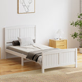 Oikiture Bed Frame King Singe Size Timber Platform White - Rear View