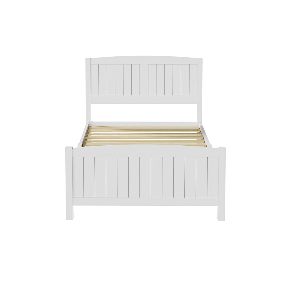 Oikiture Bed Frame King Singe Size Timber Platform White