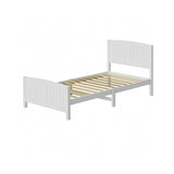 Oikiture Bed Frame King Singe Size Timber Platform White - Front View