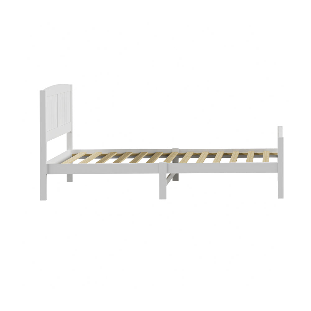 Oikiture Bed Frame King Singe Size Timber Platform White