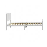 Oikiture Bed Frame King Singe Size Timber Platform White - Low Angle