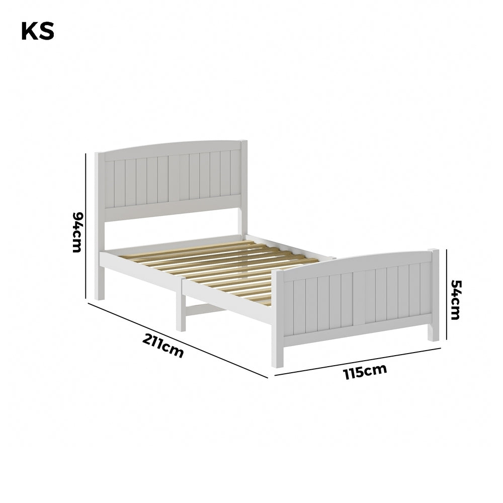 Oikiture Bed Frame King Singe Size Timber Platform White