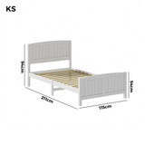Oikiture Bed Frame King Singe Size Timber Platform White - Close-Up Angle