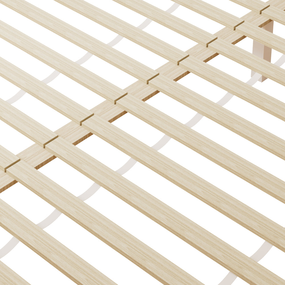 Oikiture Wooden Bed Frame Queen Size with Trundle Drawers White