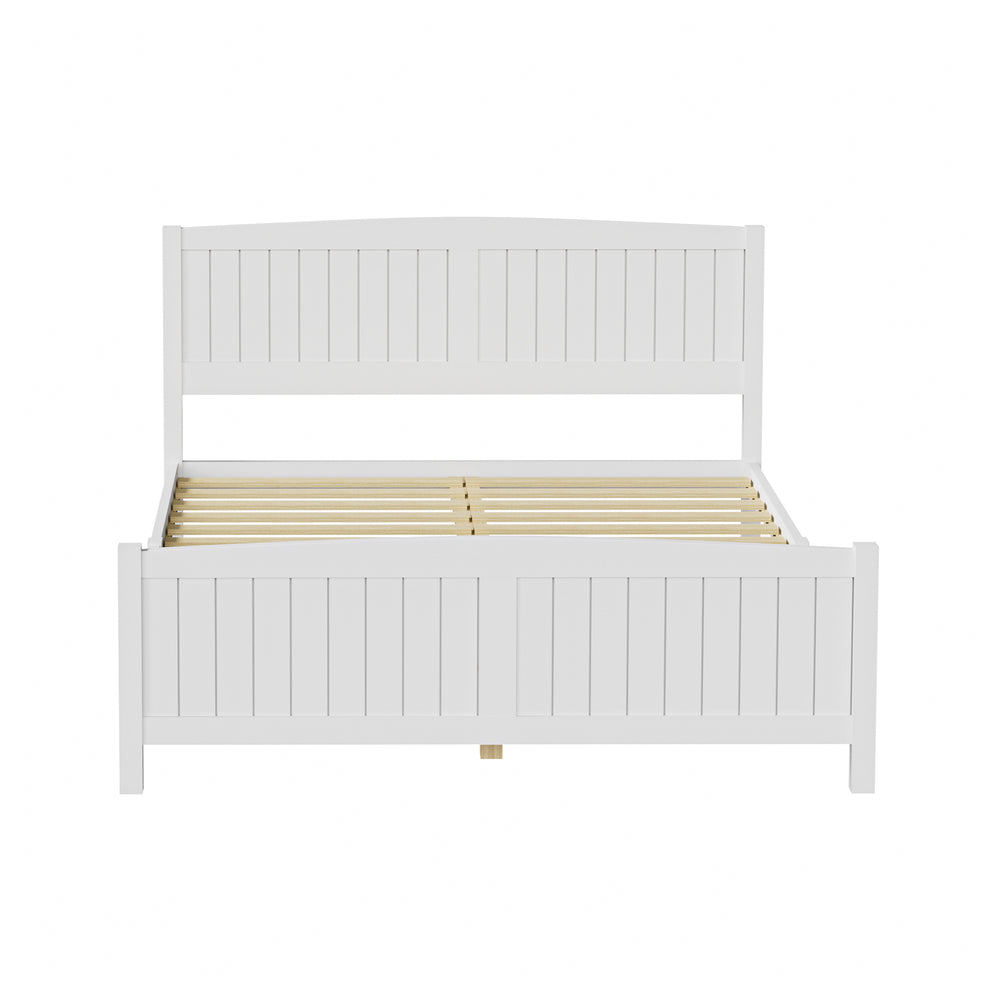 Oikiture Bed Frame Queen Size Timber Platform White