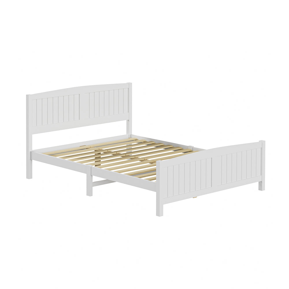 Oikiture Bed Frame Queen Size Timber Platform White