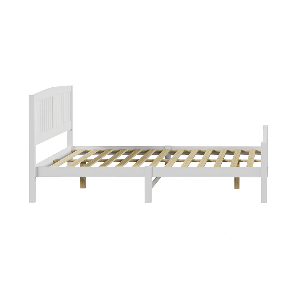 Oikiture Bed Frame Queen Size Timber Platform White
