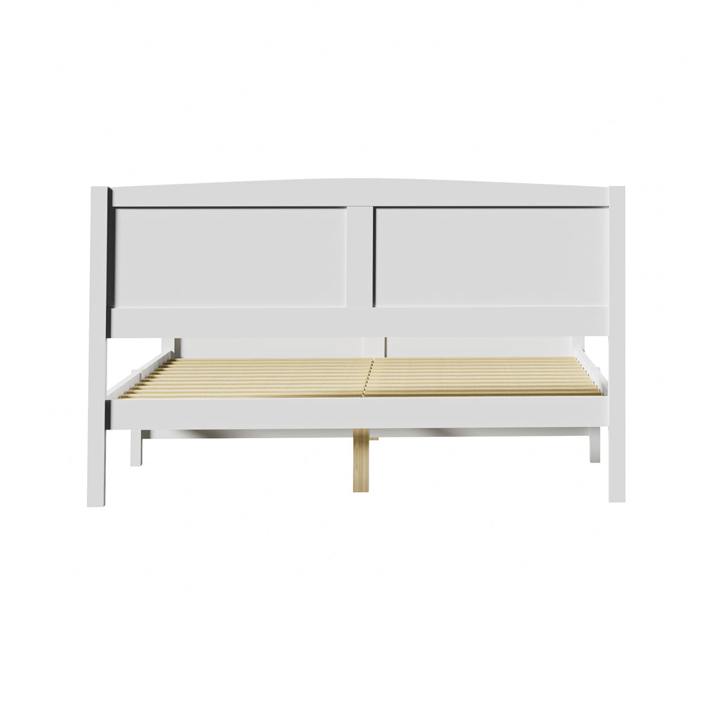 Oikiture Bed Frame Queen Size Timber Platform White