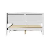 Oikiture Bed Frame Queen Size Timber Platform White - Close-Up Angle