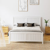 Oikiture Bed Frame Queen Size Timber Platform White