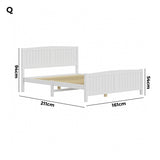 Oikiture Bed Frame Queen Size Timber Platform White - Top-Down View
