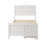 Oikiture Wooden Bed Frame Single Size with Trundle Drawers White