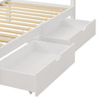 Oikiture Wooden Bed Frame Single Size with Trundle Drawers White - Top-Down View