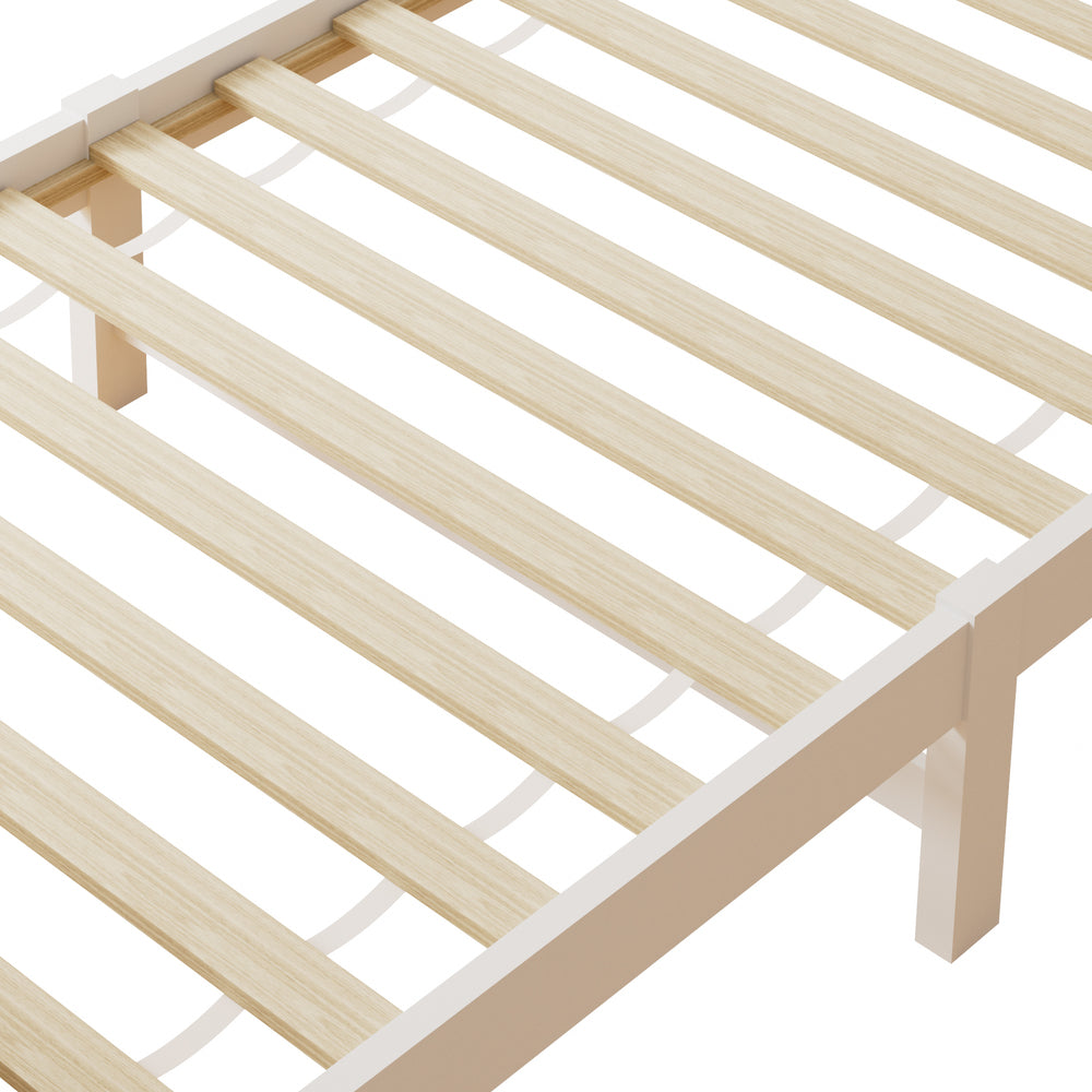 Oikiture Wooden Bed Frame Single Size with Trundle Drawers White