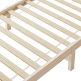 Oikiture Wooden Bed Frame Single Size with Trundle Drawers White - Low Angle